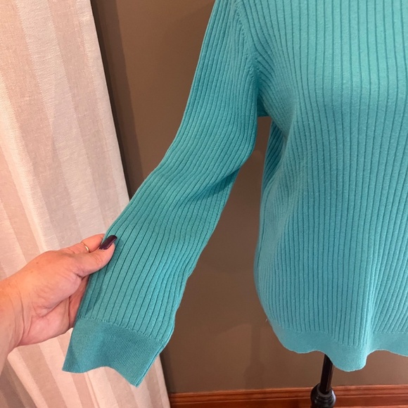 Talbots Women's Turquoise Ribbed Knit Turtleneck Soft Sweater, Size Large - Picture 5 of 11